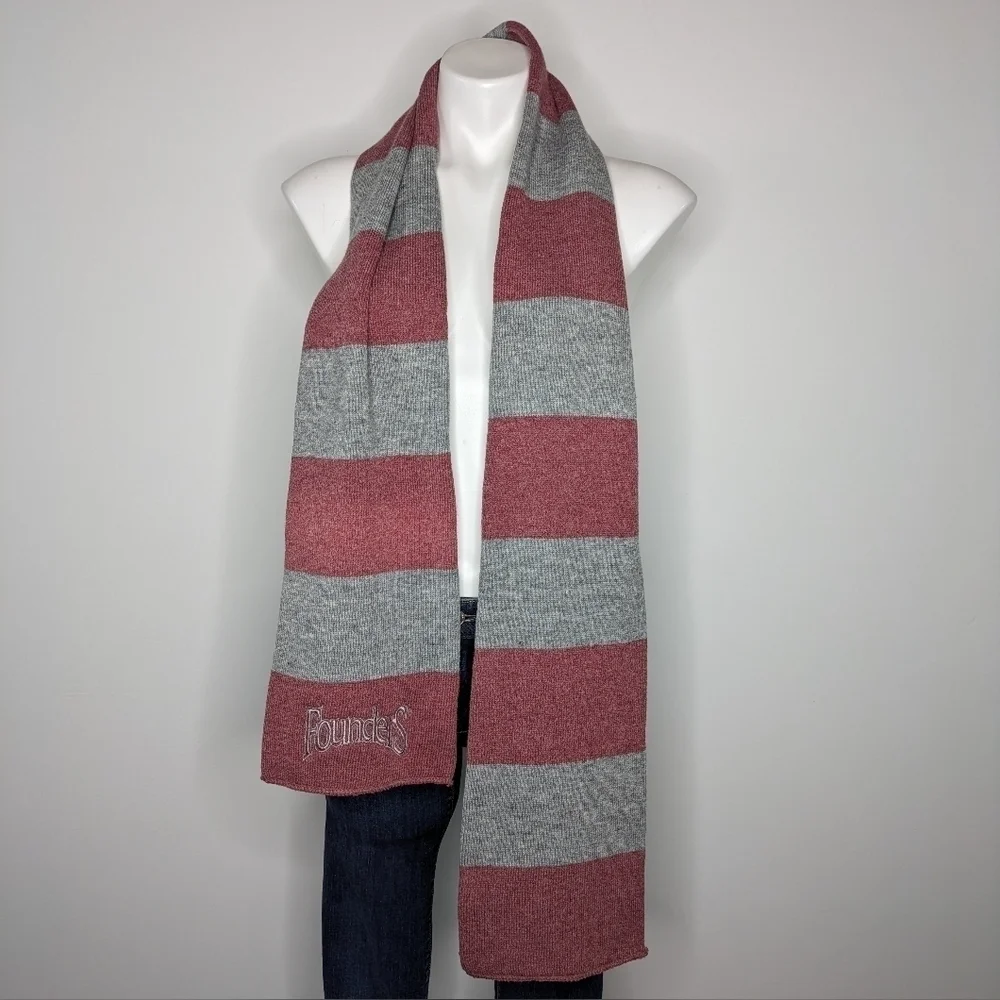 ✨3/$15 Founders Brewing Co red grey striped winter scarf OS